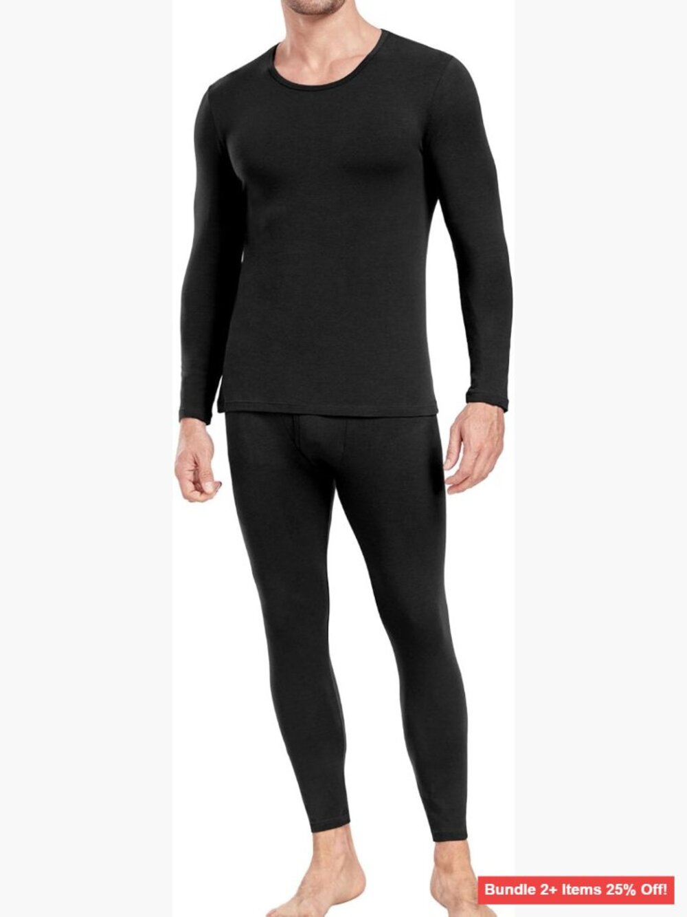 Men's Cotton Thermal Underwear Set Lightweight Base Layer Top & Bottom